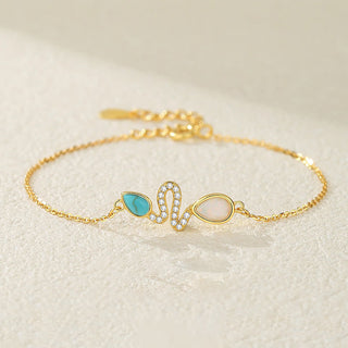 Buddha Gift 925 Sterling Silver Turquoise Opal Year Of The Snake Protection Bracelet