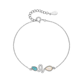 Buddha Gift 925 Sterling Silver Turquoise Opal Year Of The Snake Protection Bracelet