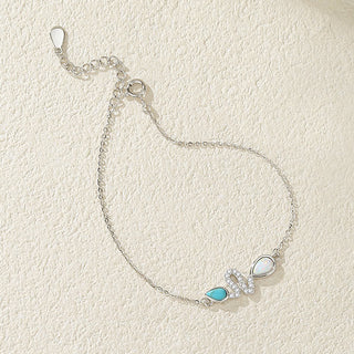 Buddha Gift 925 Sterling Silver Turquoise Opal Year Of The Snake Protection Bracelet
