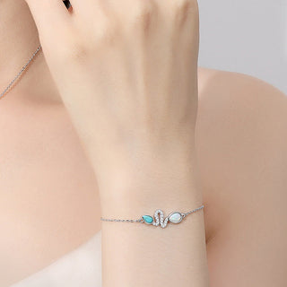 Buddha Gift 925 Sterling Silver Turquoise Opal Year Of The Snake Protection Bracelet