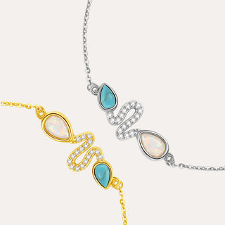 Buddha Gift 925 Sterling Silver Turquoise Opal Year Of The Snake Protection Bracelet