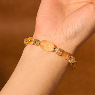 Buddha Gift Natural Citrine Pixiu Prosperity Bracelet