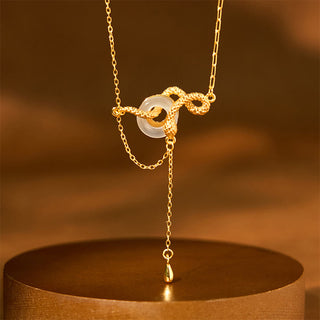 Buddha Gift Chalcedony Peace Buckle 925 Sterling Silver Gold Year Of The Snake Harmony Necklace Pendant