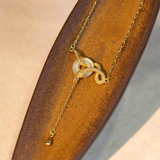 Buddha Gift Chalcedony Peace Buckle 925 Sterling Silver Gold Year Of The Snake Harmony Necklace Pendant