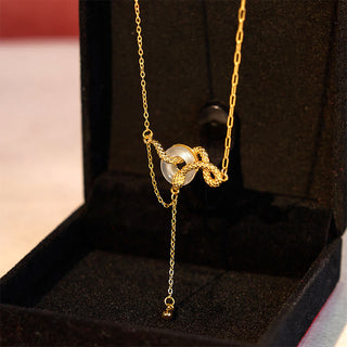 Buddha Gift Chalcedony Peace Buckle 925 Sterling Silver Gold Year Of The Snake Harmony Necklace Pendant