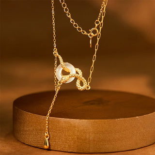 Buddha Gift Chalcedony Peace Buckle 925 Sterling Silver Gold Year Of The Snake Harmony Necklace Pendant
