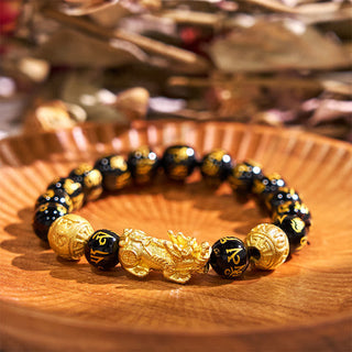 Buddha Gift FengShui PiXiu Obsidian Wealth Bracelet