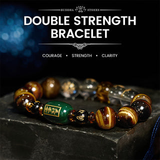 Buddha Gift Chinese Zodiac Tiger Eye White Crystal Courage Bracelet