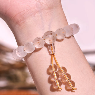 Buddha Gift Tibet White Crystal Black Onyx Om Mani Padme Hum Meditation Bracelet