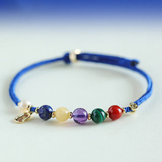 Buddha Gift Klein Blue String South Red Agate Garnet Blue Aventurine Lazurite Copper Butterfly Fu Character Positive Bracelet