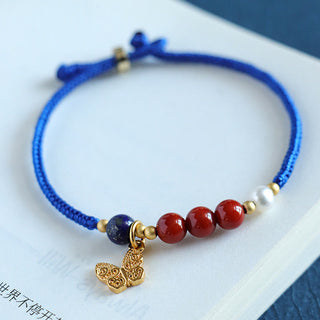 Buddha Gift Klein Blue String South Red Agate Garnet Blue Aventurine Lazurite Copper Butterfly Fu Character Positive Bracelet