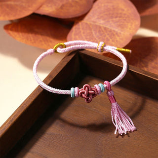 Buddha Gift Colorful String Peach Blossom Knot Tassels Protection Bracelet