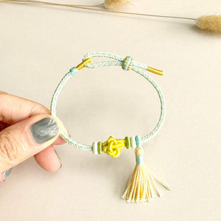 Buddha Gift Colorful String Peach Blossom Knot Tassels Protection Bracelet