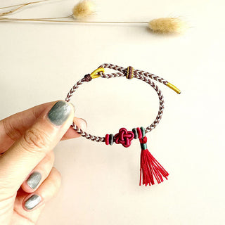 Buddha Gift Colorful String Peach Blossom Knot Tassels Protection Bracelet