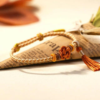 Buddha Gift Colorful String Peach Blossom Knot Tassels Protection Bracelet
