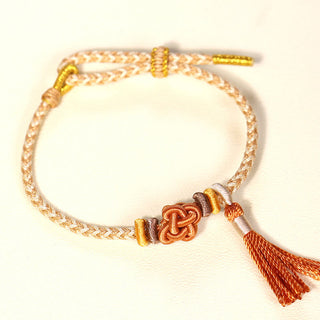 Buddha Gift Colorful String Peach Blossom Knot Tassels Protection Bracelet