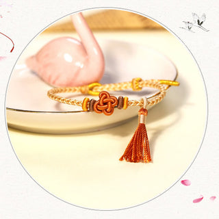 Buddha Gift Colorful String Peach Blossom Knot Tassels Protection Bracelet