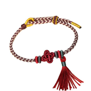 Buddha Gift Colorful String Peach Blossom Knot Tassels Protection Bracelet