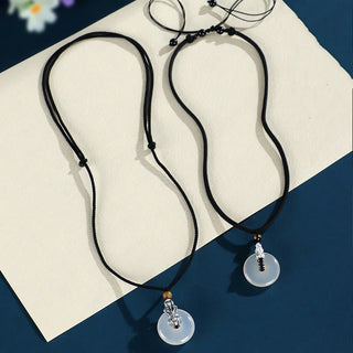 Buddha Gift White Agate 999 Sterling Silver Black Onyx Green Sandalwood Pi Xiu Peace Buckle Six True Words Necklace Pendant