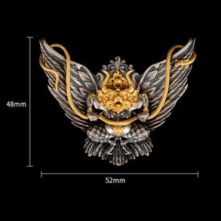 Buddha Gift 925 Sterling Silver Tibetan Garuda Bird Dragon Snake Wisdom Necklace Pendant