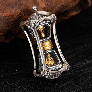 Buddha Gift 925 Sterling Silver Tibetan Zakiram Goddess of Wealth Blessing Necklace Pendant