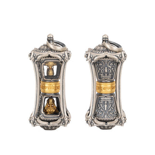 Buddha Gift 925 Sterling Silver Tibetan Zakiram Goddess of Wealth Blessing Necklace Pendant