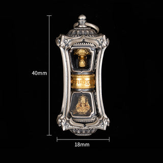 Buddha Gift 925 Sterling Silver Tibetan Zakiram Goddess of Wealth Blessing Necklace Pendant