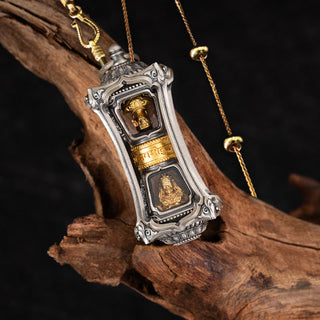 Buddha Gift 925 Sterling Silver Tibetan Zakiram Goddess of Wealth Blessing Necklace Pendant