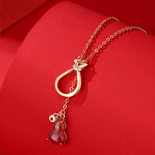 Buddha Gift Red Agate Chalcedony 925 Sterling Silver Gourd Lucky Bag Confidence Necklace Pendant