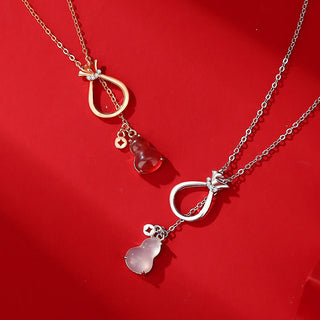 Buddha Gift Red Agate Chalcedony 925 Sterling Silver Gourd Lucky Bag Confidence Necklace Pendant