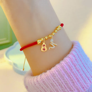 Buddha Gift Handmade Red String Fu Character Year Of The Snake Protection Braided Bracelet