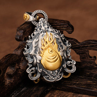 Buddha Gift 925 Sterling Silver Tibetan Yellow Jambhala God of Wealth Protection Necklace Pendant