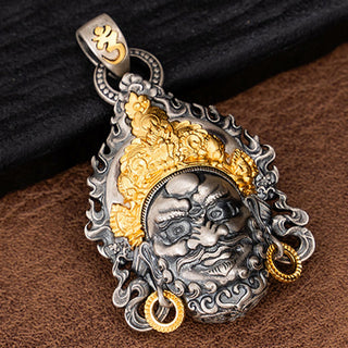 Buddha Gift 925 Sterling Silver Tibetan Yellow Jambhala God of Wealth Protection Necklace Pendant