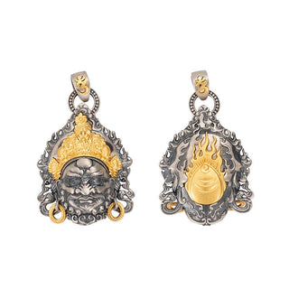 Buddha Gift 925 Sterling Silver Tibetan Yellow Jambhala God of Wealth Protection Necklace Pendant