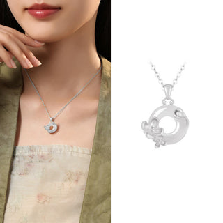 Buddha Gift Chalcedony 925 Sterling Silver Peace Buckle Flowers Necklace Pendant