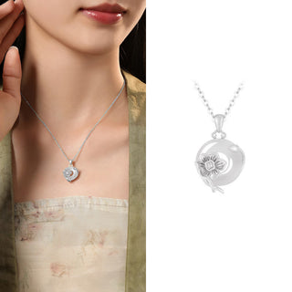 Buddha Gift Chalcedony 925 Sterling Silver Peace Buckle Flowers Necklace Pendant