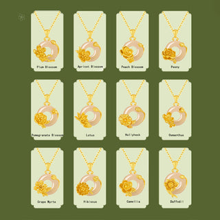 Buddha Gift Chalcedony 925 Sterling Silver Peace Buckle Flowers Necklace Pendant