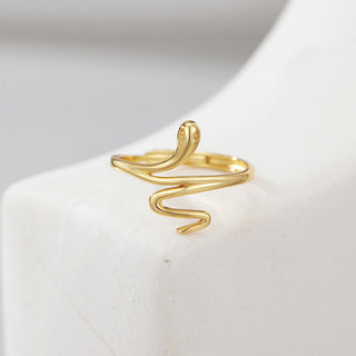 Buddha Gift 925 Sterling Silver Golden Snake Year Of The Snake Calm Balance Adjustable Ring