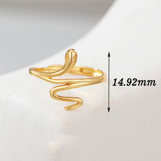 Buddha Gift 925 Sterling Silver Golden Snake Year Of The Snake Calm Balance Adjustable Ring