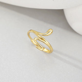 Buddha Gift 925 Sterling Silver Golden Snake Year Of The Snake Calm Balance Adjustable Ring