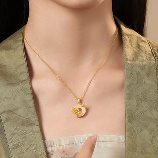 Buddha Gift Chalcedony 925 Sterling Silver Peace Buckle Flowers Necklace Pendant