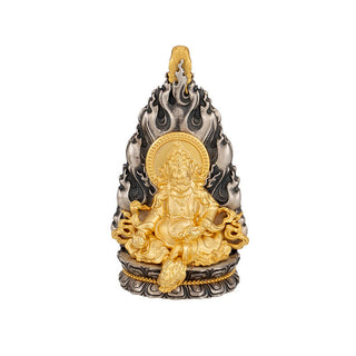 Buddha Gift 925 Sterling Silver Tibet Yellow Jambhala God of Wealth Blessing Necklace Pendant