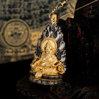 Buddha Gift 925 Sterling Silver Tibet Yellow Jambhala God of Wealth Blessing Necklace Pendant