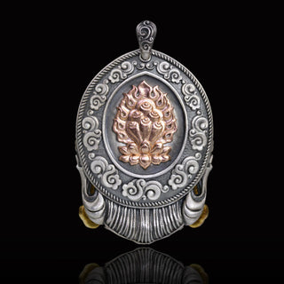 Buddha Gift 925 Sterling Silver Tibetan Zakiram Goddess of Wealth Keep Away Evil Spirits Necklace Pendant