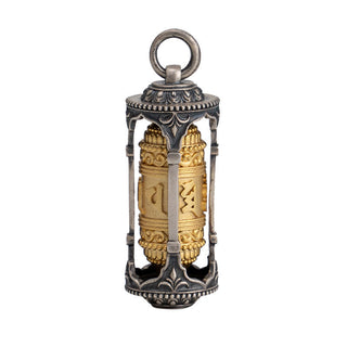 Buddha Gift 925 Sterling Silver Tibetan Prayer Wheel Om Mani Padme Hum Wisdom Necklace Pendant
