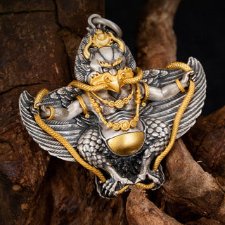 Buddha Gift 925 Sterling Silver Tibetan Garuda Bird Wisdom Necklace Pendant