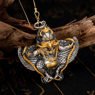 Buddha Gift 925 Sterling Silver Tibetan Garuda Bird Wisdom Necklace Pendant