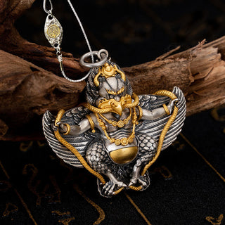 Buddha Gift 925 Sterling Silver Tibetan Garuda Bird Wisdom Necklace Pendant