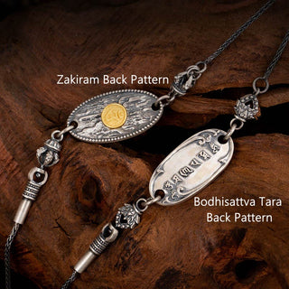 Buddha Gift 925 Sterling Silver Tibetan Zakiram Goddess of Wealth Bodhisattva Tara Om Mani Padme Hum Protection Metal Chain Necklace