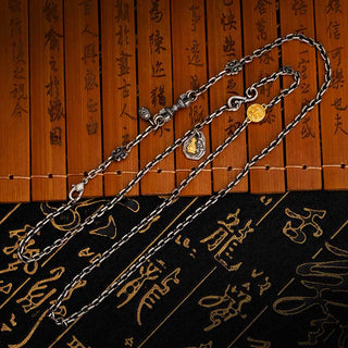 Buddha Gift 925 Sterling Silver Tibetan White Zakiram Goddess of Wealth Vajra Dorje Blessing Metal Chain Necklace